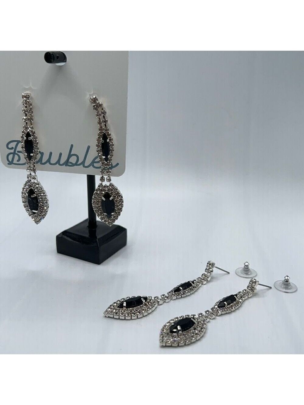 Baubles Silver Black Austrian Crystals Dangle Earrings
